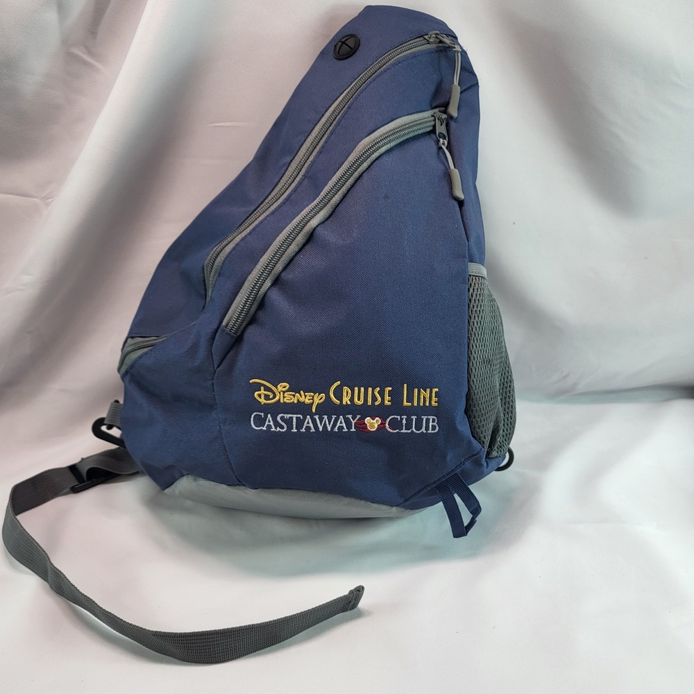 Disney Cruise Line Castaway Club Sling Backpack Blue Gray Shoulder Crossbody Bag - Picture 2 of 14